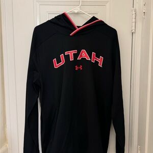 Utah Utes Under Armour Black Hoodie with Red Trim lightweight